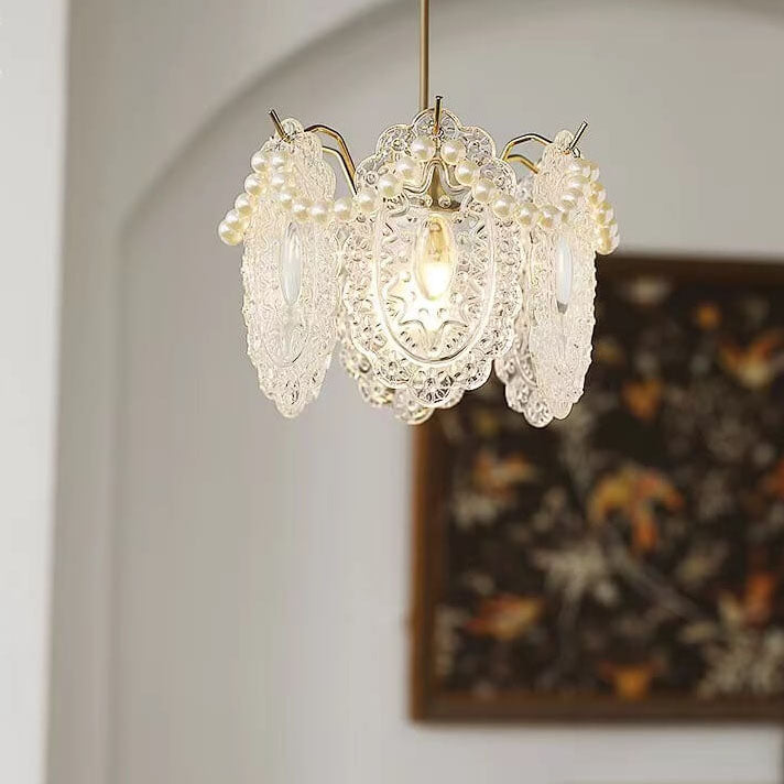 French Light Luxury Hardware Glass 1-Light Pendant Light