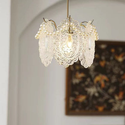 French Light Luxury Hardware Glass 1-Light Pendant Light
