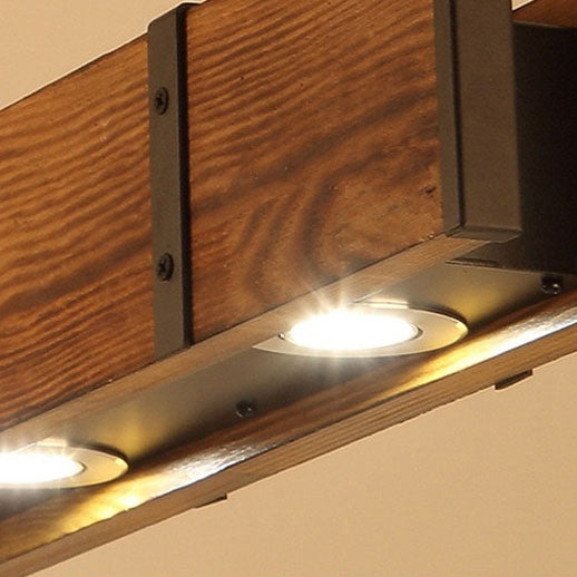 Traditional Vintage Solid Wood Long Bar LED Island Light Chandelier for Dining Room BulbSquare