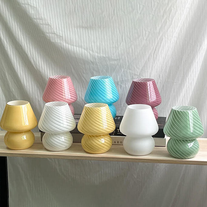 Modern Minimalist Striped Mushroom Glass 1-Light Table Lamp Lumendat