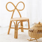 Lumendat Traditional Japanese Round Rattan Weaving Footstool Kids Backrest Chair For Entryways Lumendat