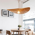 Japanese Minimalist Rope Weaving Straw Hat Round 1-light Pendant Light BulbSquare