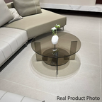 Modern Minimalist Round Acrylic Coffee Table 2-Tier For Living Room Lumendat