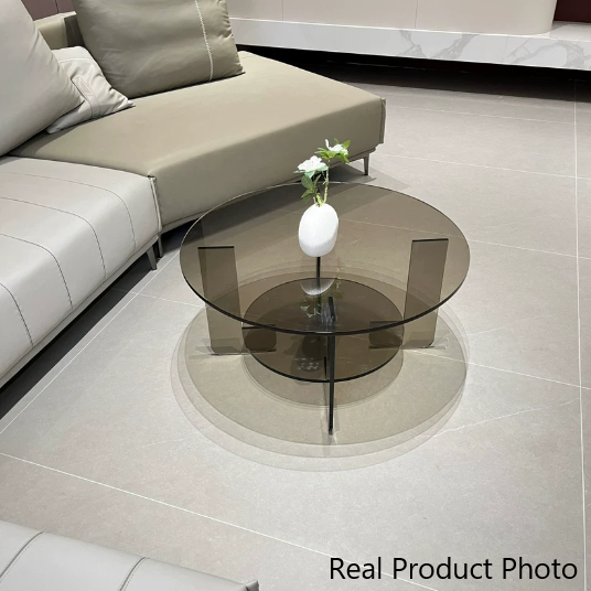 Modern Minimalist Round Acrylic Coffee Table 2-Tier For Living Room Lumendat