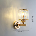 Modern Minimalist Oval Cylinder Hardware Crystal 1-Light Wall Sconce Lamp For Bedroom Lumendat