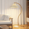 Modern Minimalist Pleated Fabric Iron Marble Curved Iron 1-Light Standing Floor Lamp For Living Room Lumendat