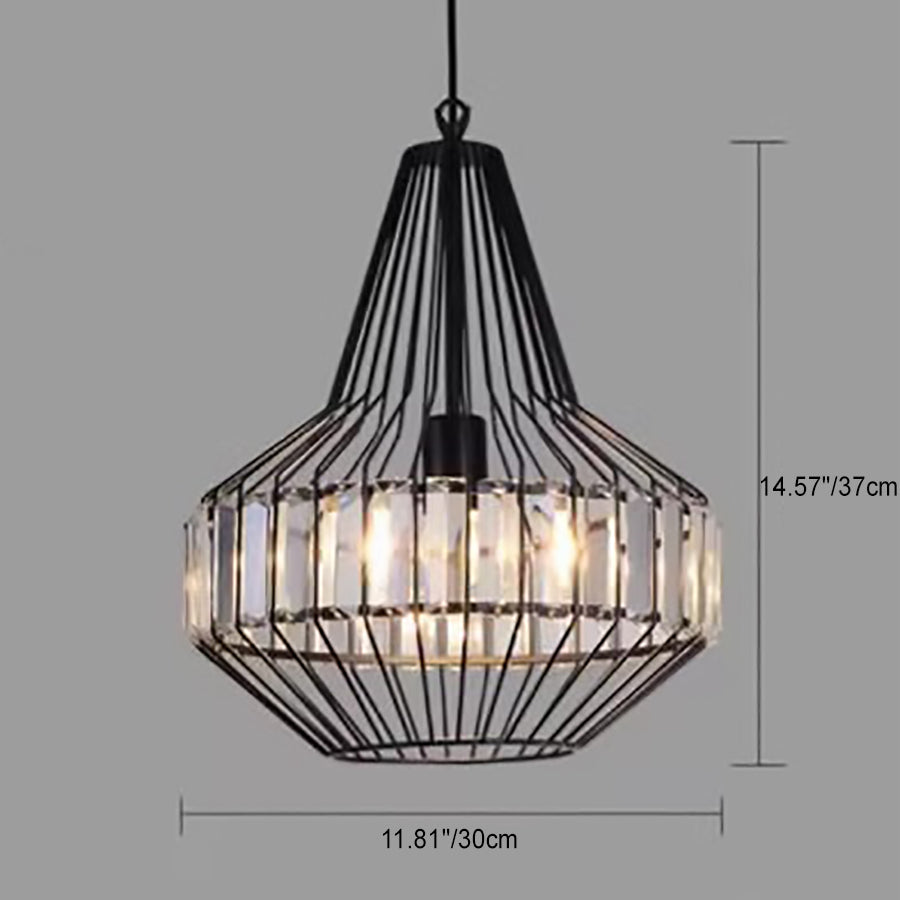 Vintage Wrought Iron Geometry Birdcage 1-light Pendant Light BulbSquare