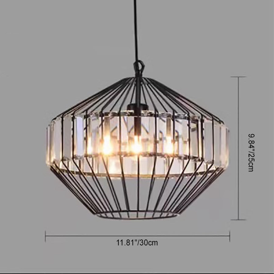 Vintage Wrought Iron Geometry Birdcage 1-light Pendant Light BulbSquare