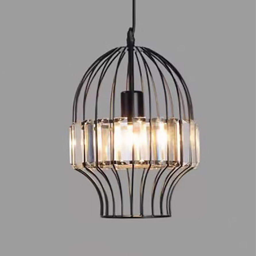 Vintage Wrought Iron Geometry Birdcage 1-light Pendant Light BulbSquare