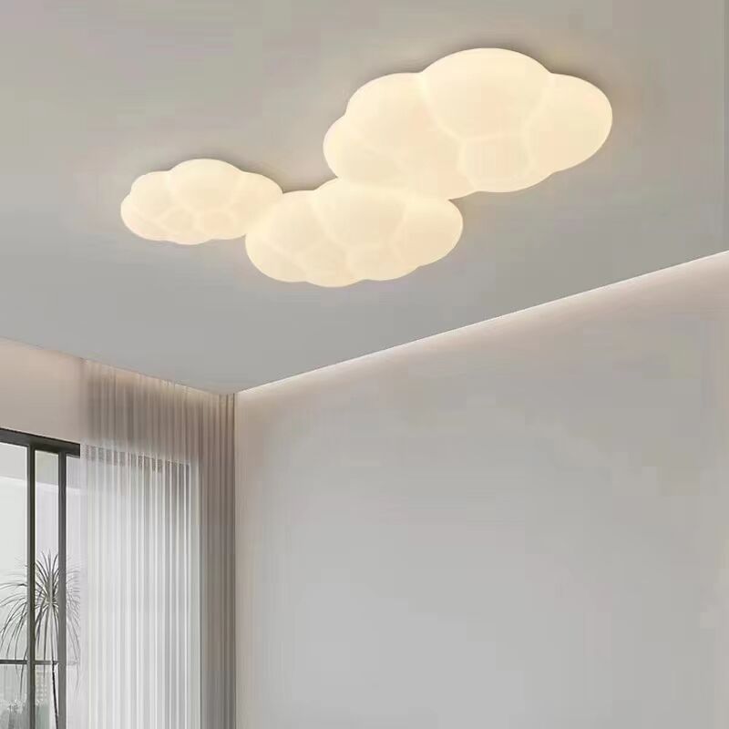 Contemporary Scandinavian Iron PE Cloud Shade LED Flush Mount Ceiling Light For Bedroom Lumendat