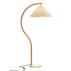 Modern Minimalist Pleated Fabric Iron Marble Curved Iron 1-Light Standing Floor Lamp For Living Room Lumendat