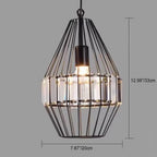 Vintage Wrought Iron Geometry Birdcage 1-light Pendant Light BulbSquare