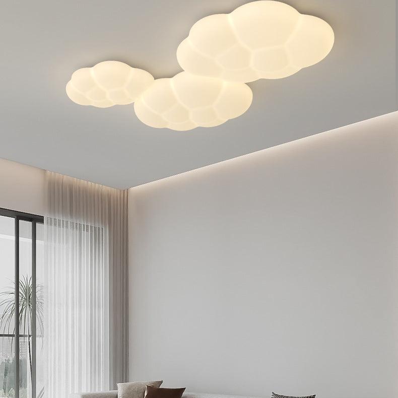 Contemporary Scandinavian Iron PE Cloud Shade LED Flush Mount Ceiling Light For Bedroom Lumendat