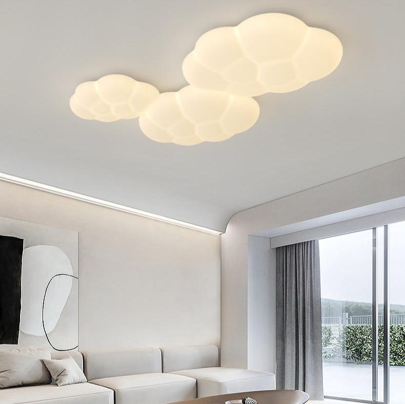 Contemporary Scandinavian Iron PE Cloud Shade LED Flush Mount Ceiling Light For Bedroom Lumendat