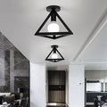 Wrought Iron 1-light Triangles Shade Semi-flush Mount Lighting
