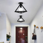 Wrought Iron 1-light Triangles Shade Semi-flush Mount Lighting