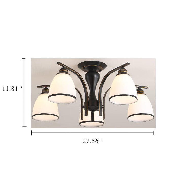 Vintage Bell Shade 3-5 Light Semi-flush Mount Lighting