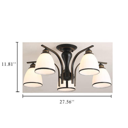 Vintage Bell Shade 3-5 Light Semi-flush Mount Lighting