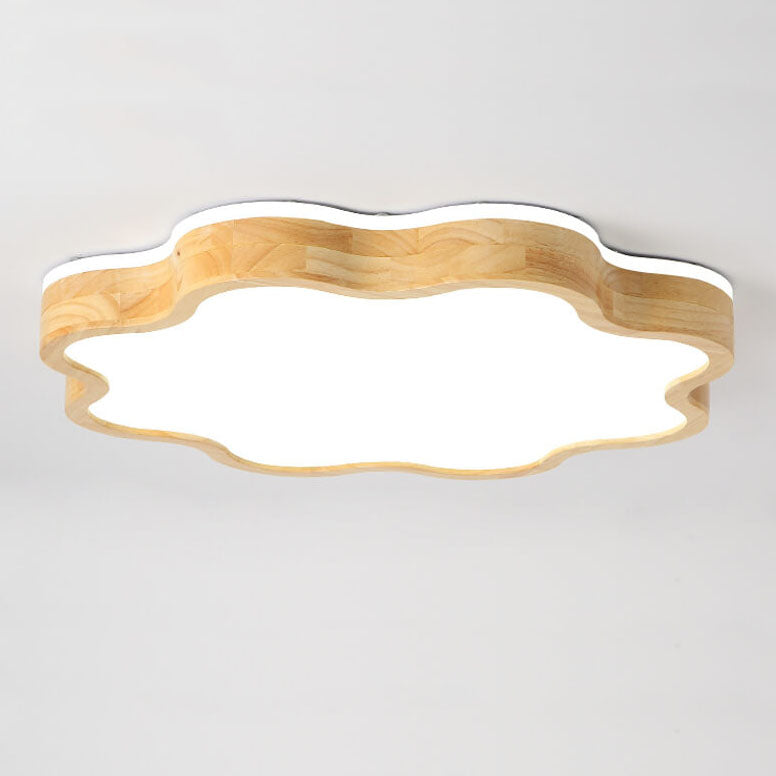 Nordic Flower Shape Wooden LED Flush Mount Ceiling Light Lumendat