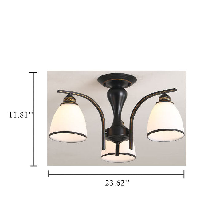 Vintage Bell Shade 3-5 Light Semi-flush Mount Lighting