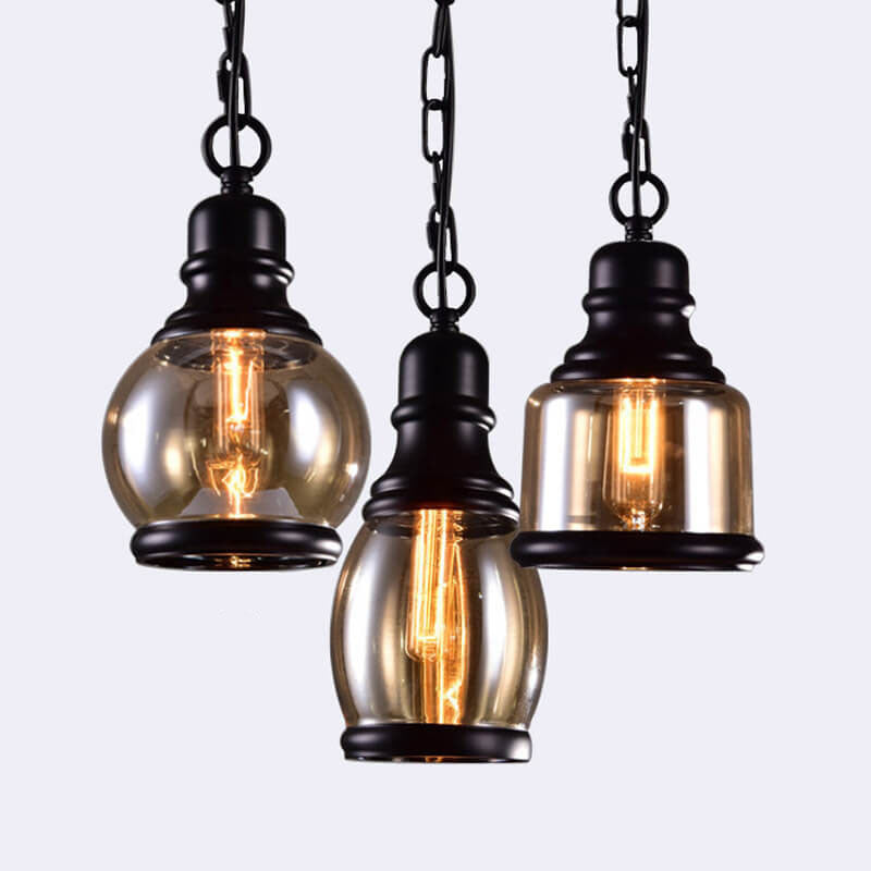 Retro Cylinder Glass Dome 1-light Pendant Light BulbSquare