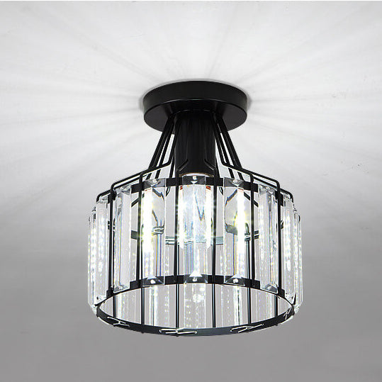 Modern Crystal Dome 1-light Semi-flush Mount Ceiling Light