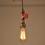 Industrial Retro Water Pipe Aged Metal 1-light Pendant Light BulbSquare