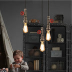 Industrial Retro Water Pipe Aged Metal 1-light Pendant Light BulbSquare