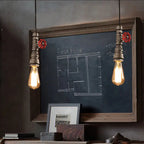 Industrial Retro Water Pipe Aged Metal 1-light Pendant Light BulbSquare