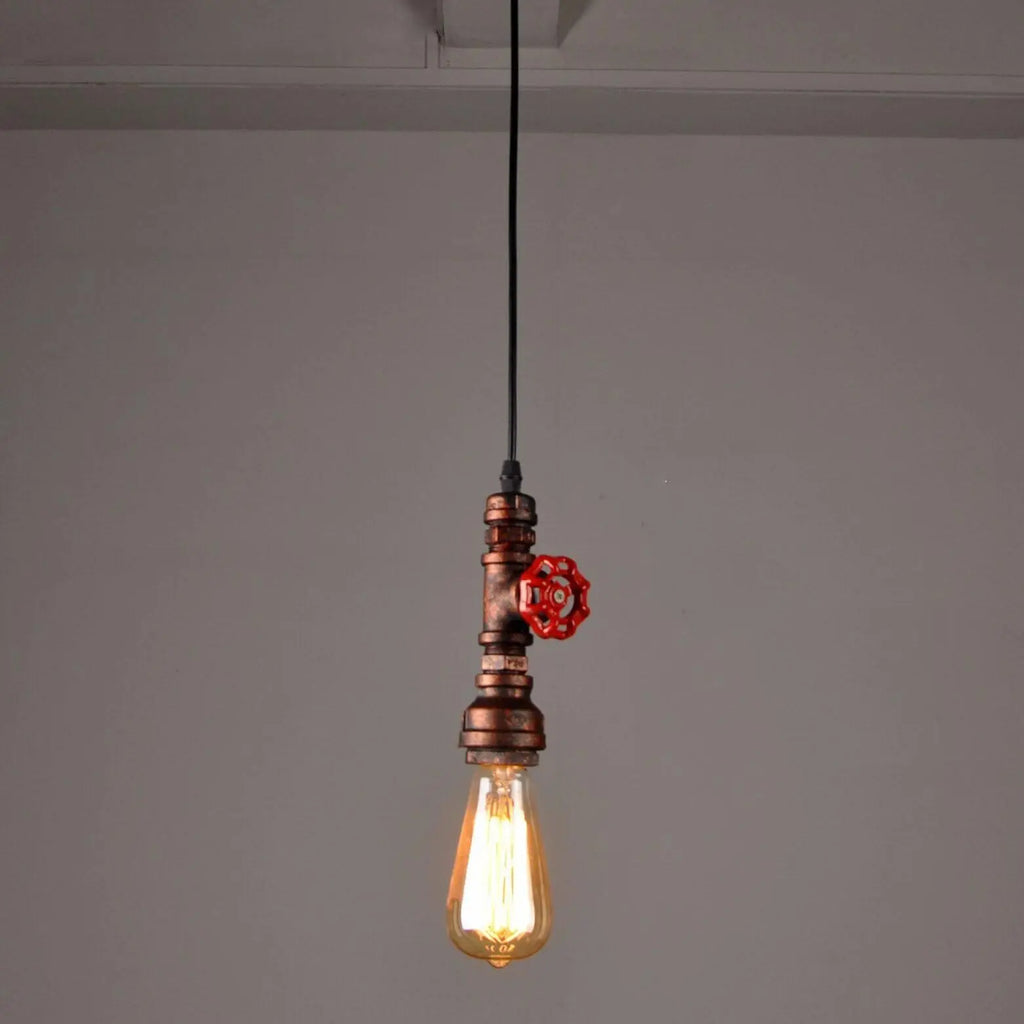 Industrial Retro Water Pipe Aged Metal 1-light Pendant Light BulbSquare