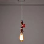 Industrial Retro Water Pipe Aged Metal 1-light Pendant Light BulbSquare