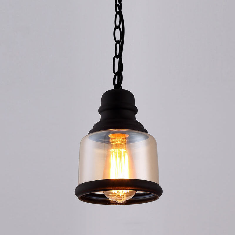 Retro Cylinder Glass Dome 1-light Pendant Light BulbSquare