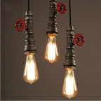 Industrial Retro Water Pipe Aged Metal 1-light Pendant Light BulbSquare