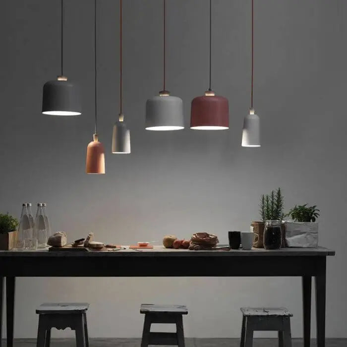 Modern Macaron Cylinder Aluminum 1-light Pendant Light BulbSquare