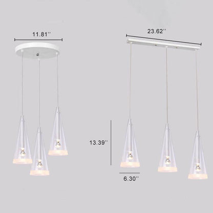 Minimalist Clear Glass Cone Shade 1/3 Light Pendant Light