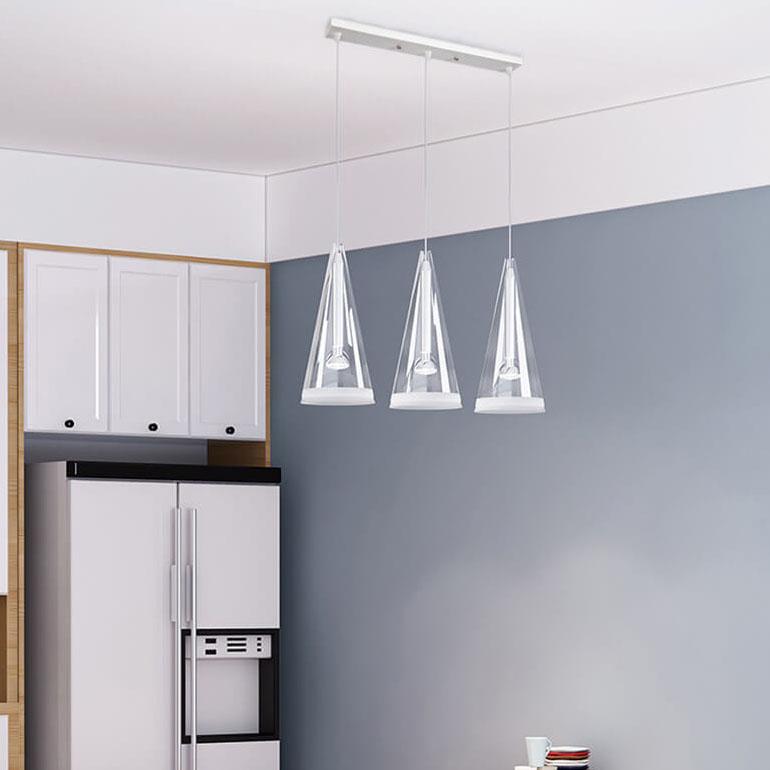 Minimalist Clear Glass Cone Shade 1/3 Light Pendant Light BulbSquare