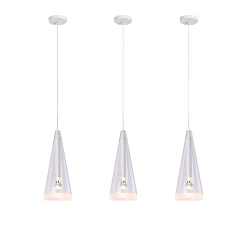 Minimalist Clear Glass Cone Shade 1/3 Light Pendant Light BulbSquare