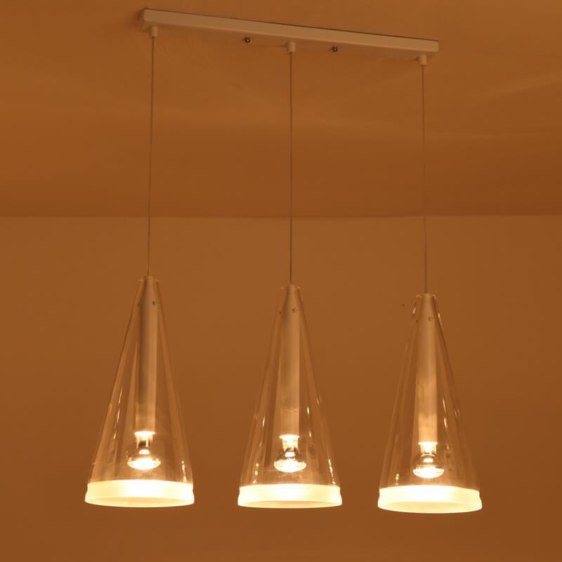 Minimalist Clear Glass Cone Shade 1/3 Light Pendant Light BulbSquare
