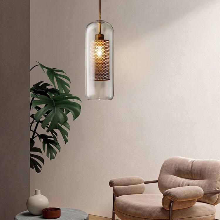 Clear Glass 1-light Cylindrical Pendant Light BulbSquare