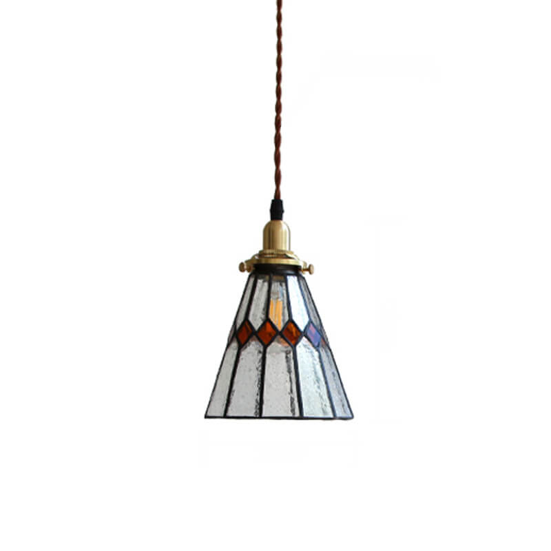 Vintage Tiffany Glass Conical 1-Light Pendant Light