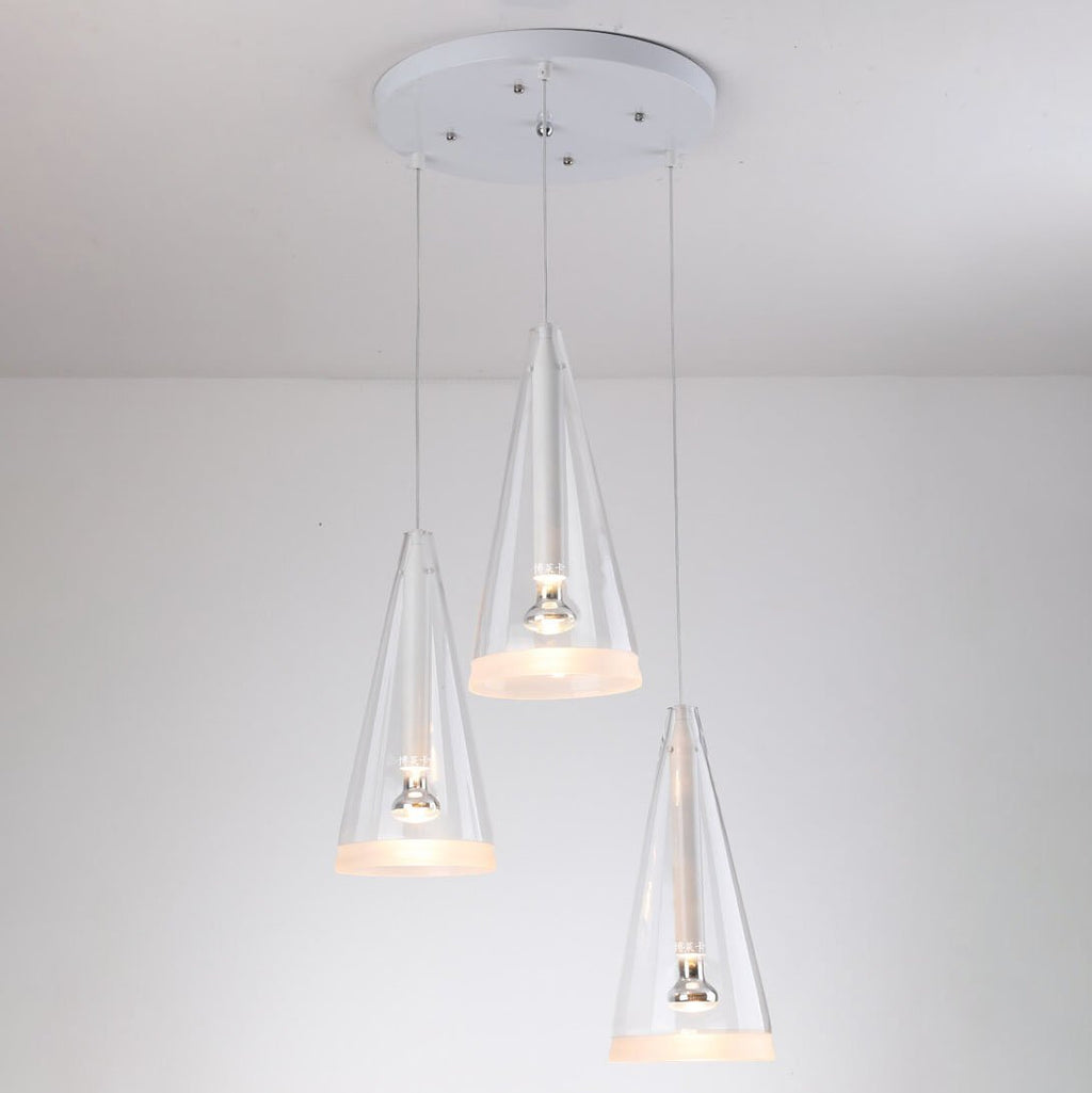 Minimalist Clear Glass Cone Shade 1/3 Light Pendant Light BulbSquare