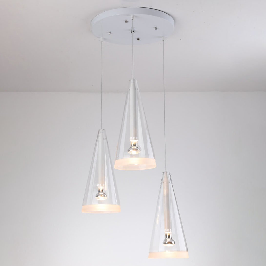 Minimalist Clear Glass Cone Shade 1/3 Light Pendant Light BulbSquare