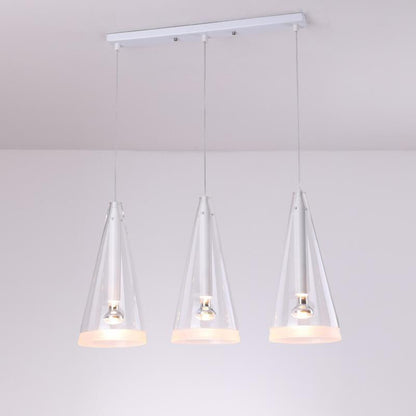 Minimalist Clear Glass Cone Shade 1/3 Light Pendant Light