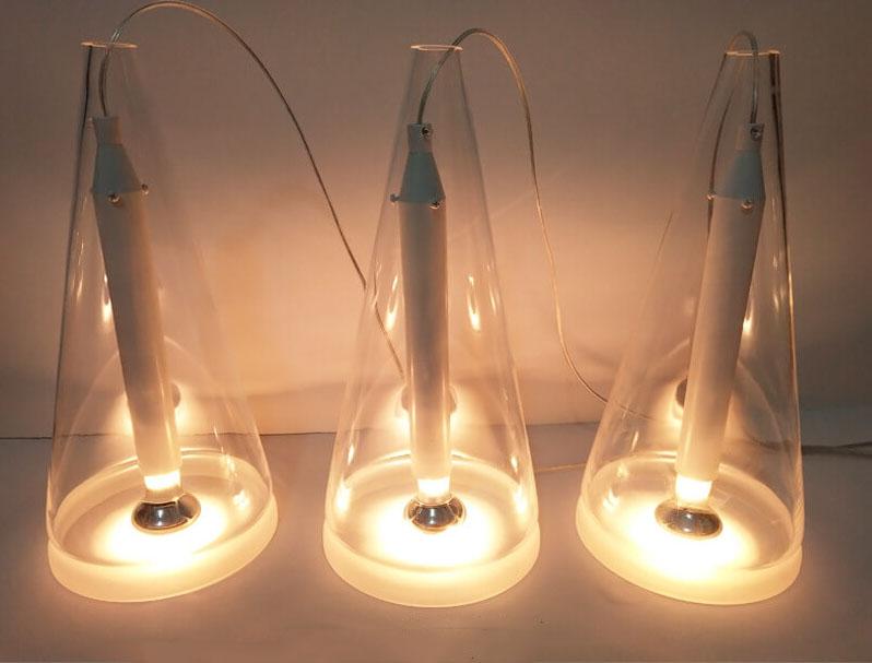 Minimalist Clear Glass Cone Shade 1/3 Light Pendant Light BulbSquare
