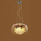 Modern Glass Shade Crystal Hanging 6-light Chandelier Lumendat