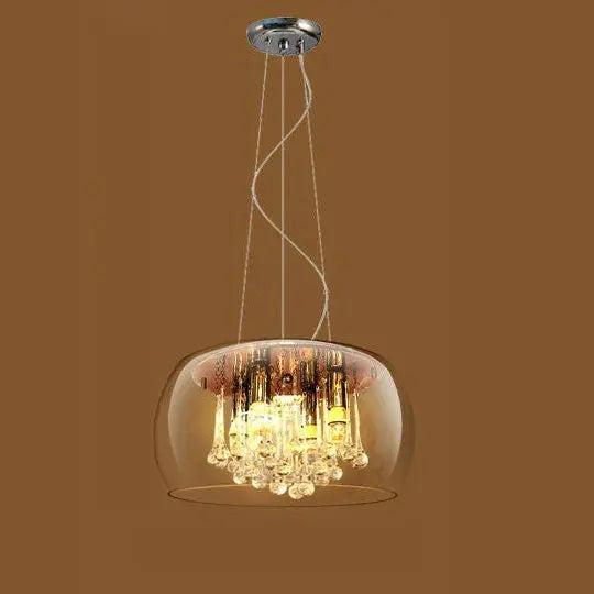 Modern Glass Shade Crystal Hanging 6-light Chandelier Lumendat