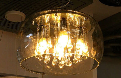 Modern Glass Shade Crystal Hanging 6-light Chandelier