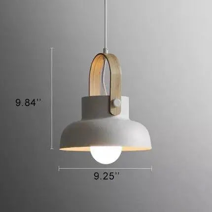 Modern Nordic 1-light Dome Wood Carrying Handle Pendant Light Lumendat