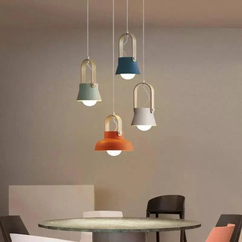 Modern Nordic 1-light Dome Wood Carrying Handle Pendant Light modern luxury lighting fixture