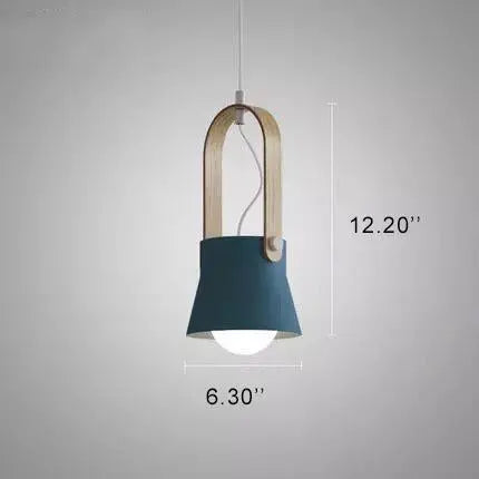 Modern Nordic 1-light Dome Wood Carrying Handle Pendant Light Lumendat